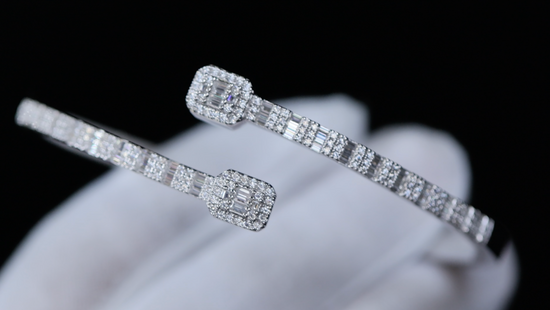 Moissanite Baguette Diamond Bangle