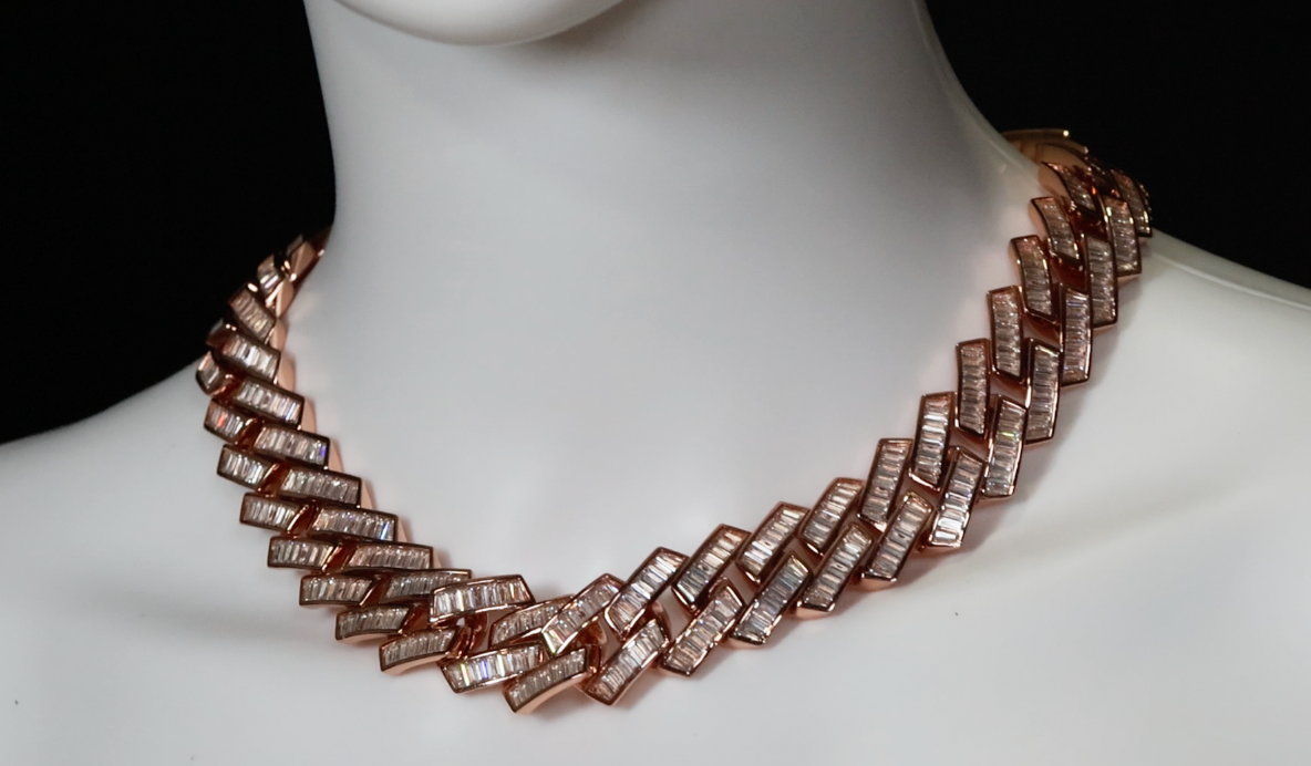 Mens Rose Gold Iced Chain