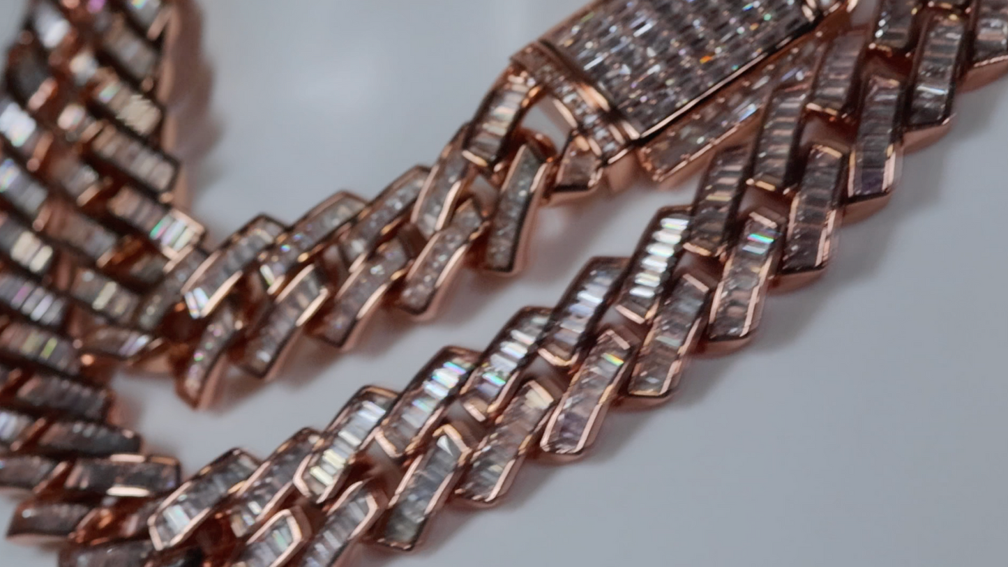 Rose Gold Baguette Diamond Chain