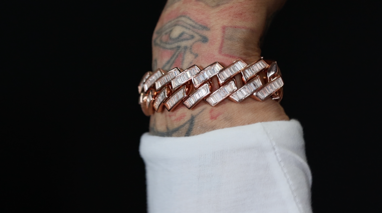 Big Mens Rose Gold Diamond Bracelet