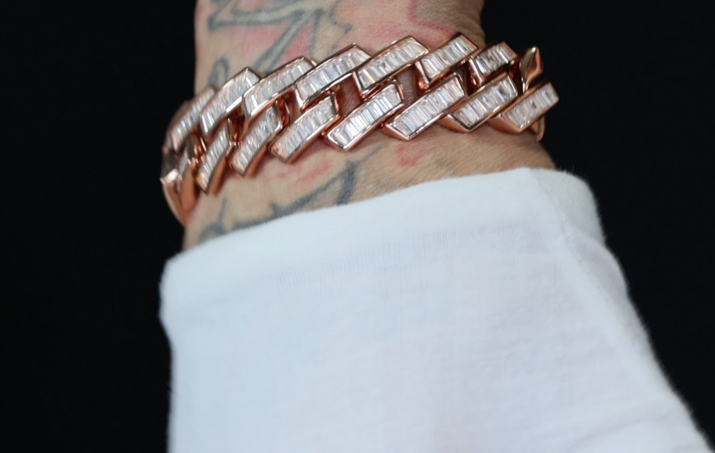 Mens Rose Gold Miami Cuban Link Bracelet