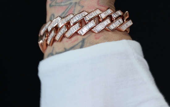 Mens Rose Gold Miami Cuban Link Bracelet