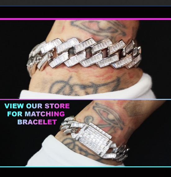 Mens Iced Out Cuban Link Chain | Baguette Diamond Cuban Link Chain