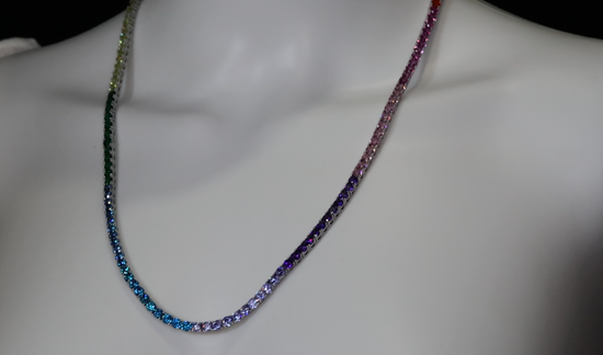 Rainbow Diamond Tennis Necklace