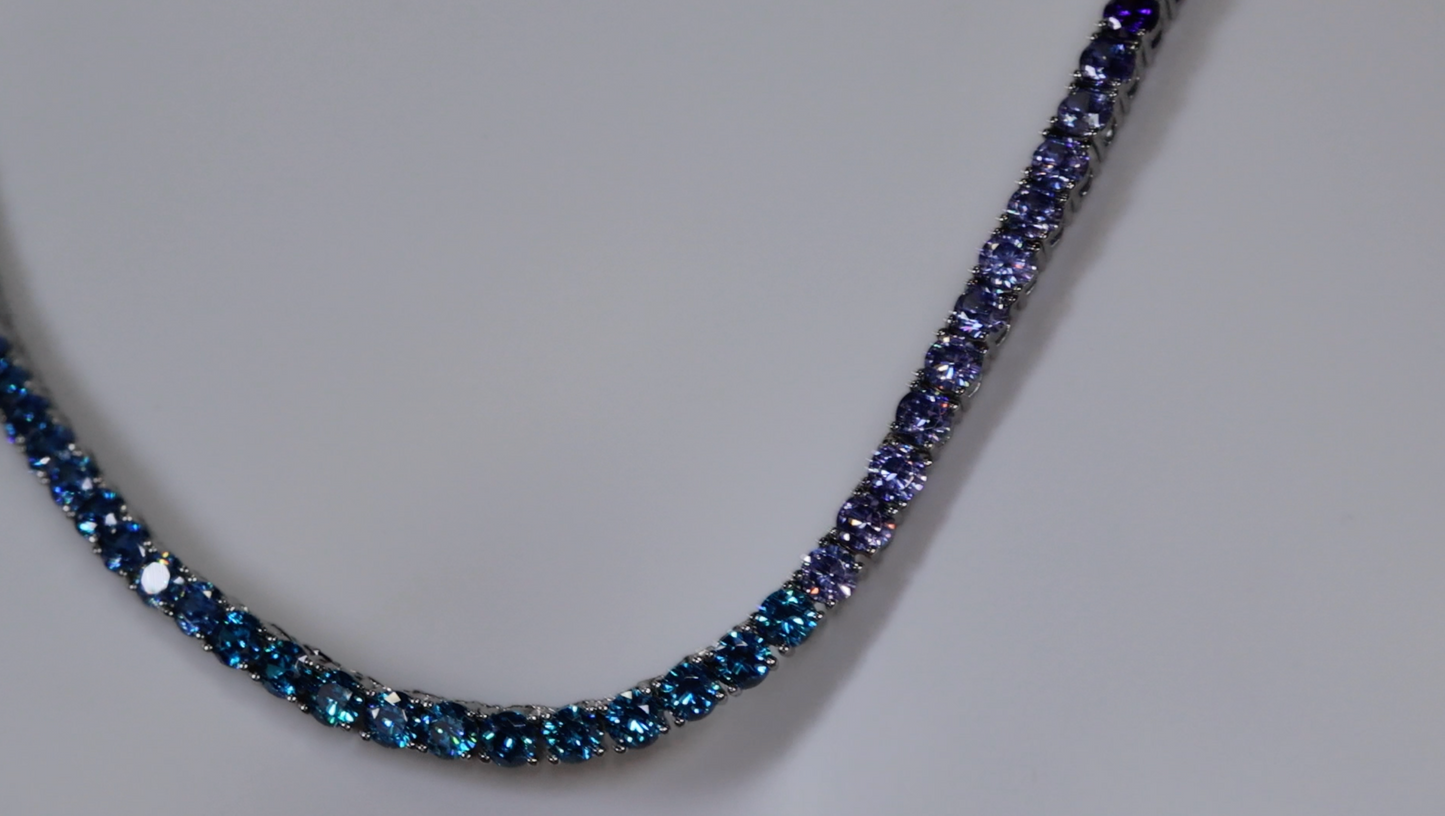 Multi Colour Diamond Tennis Necklace