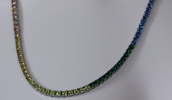 Multi Colour Diamond Tennis Necklace