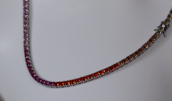 Rainbow Diamond Tennis Chain | Rainbow Tennis Necklace