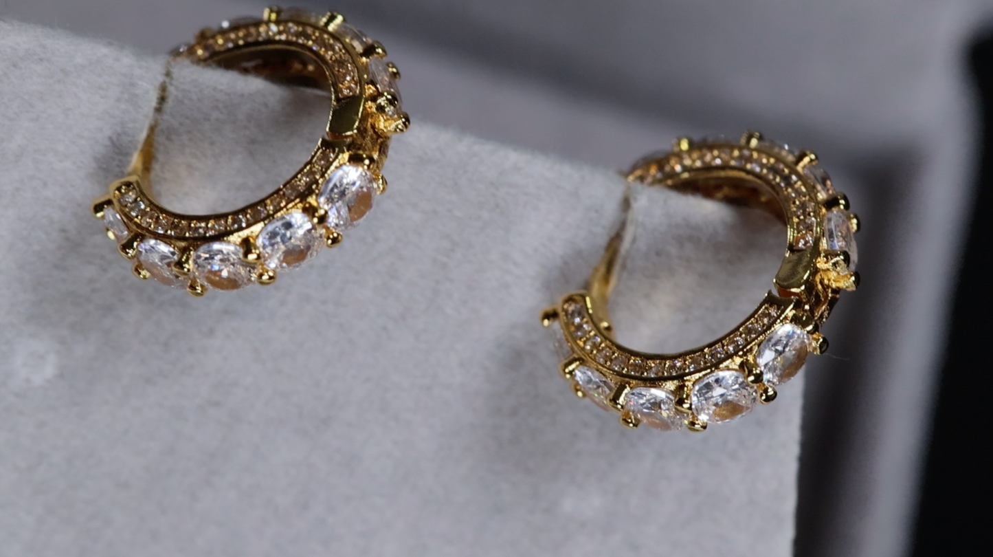 Mens Gold Diamond Hoop Earrings | Womens Gold Hoop Earrings | Gold Iced Out Earrings