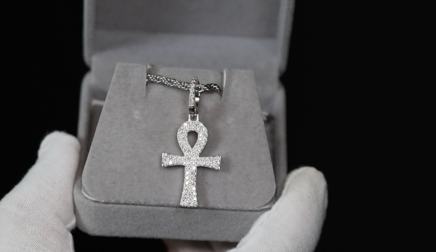 Moissanite Diamond Ankh Pendant | Moissanite Iced Out Ankh Pendant