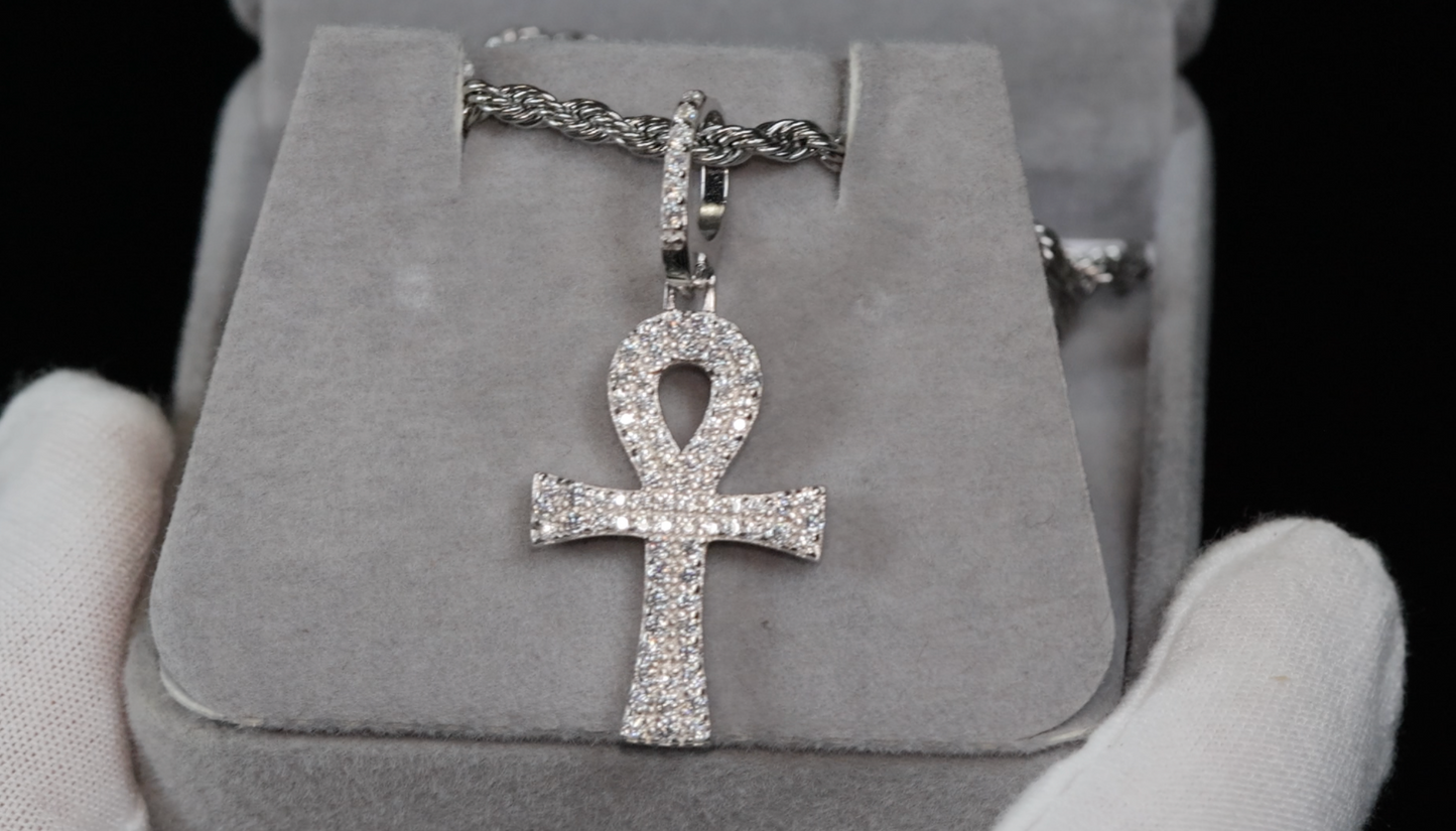 Moissanite Diamond Ankh Pendant | Moissanite Iced Out Ankh Pendant