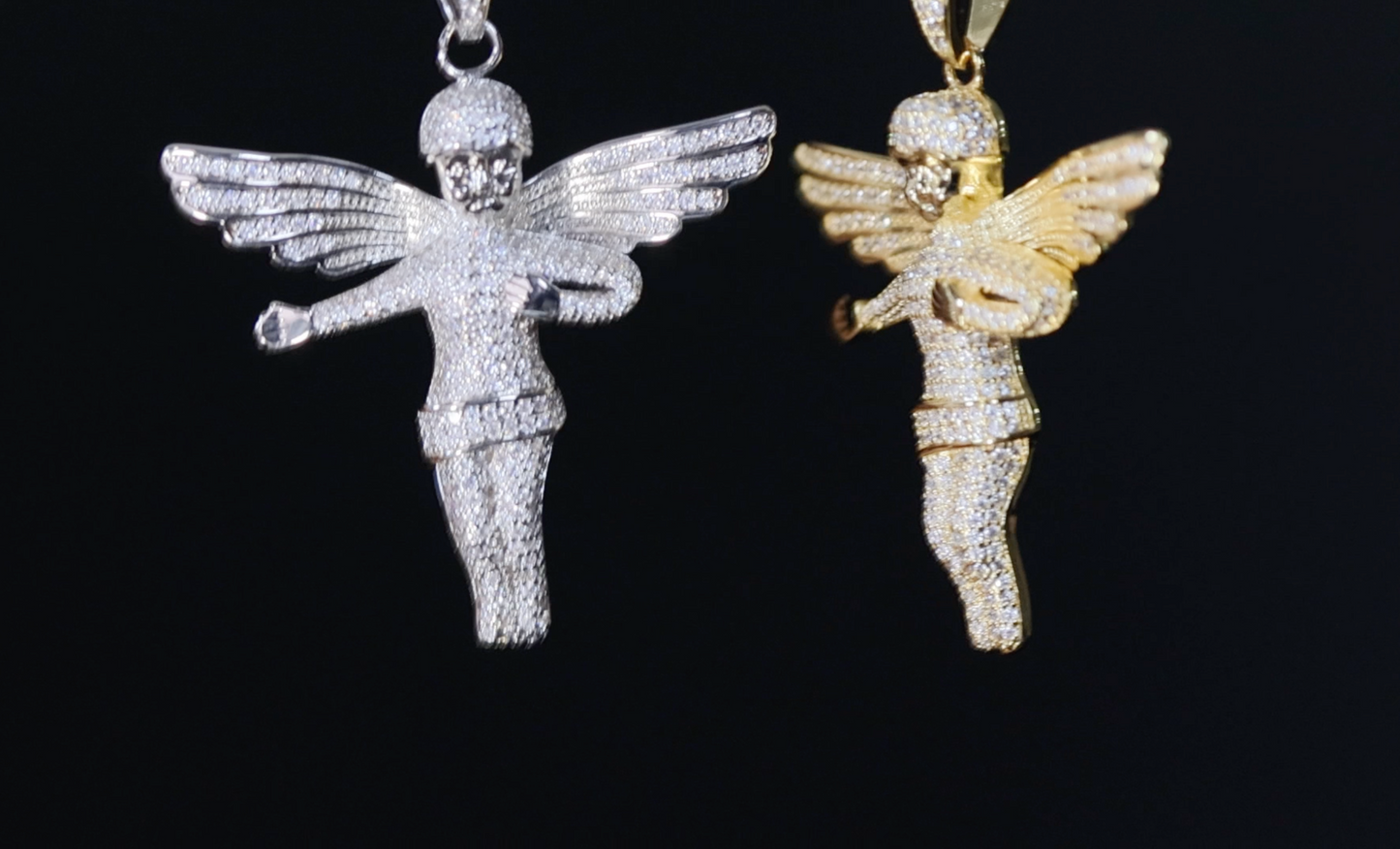 Big Diamond Angel Pendant | Iced Out Pendant | Diamond Cherub Pendant