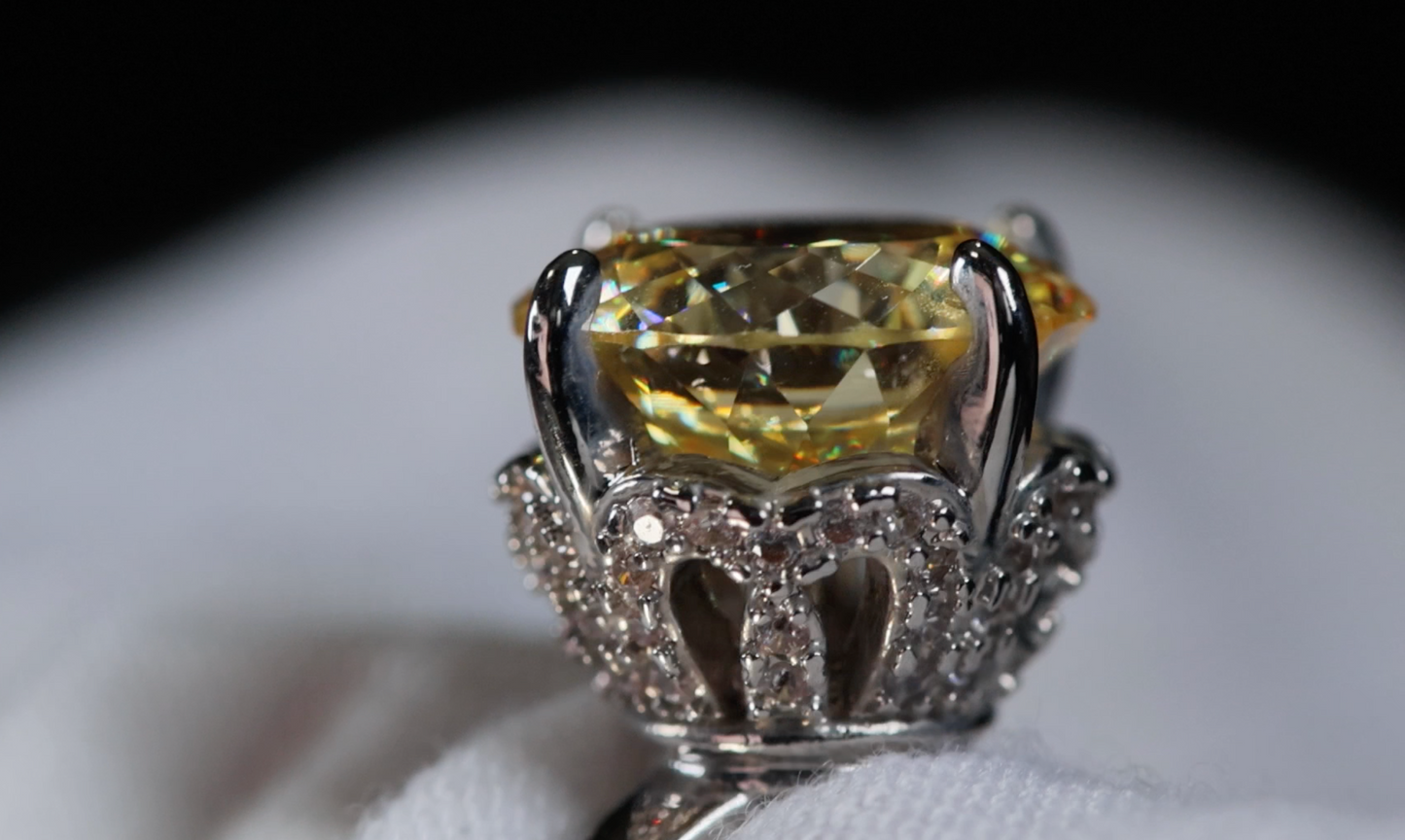 Womens Big Yellow Diamond Ring | Yellow Diamond Engagement Ring