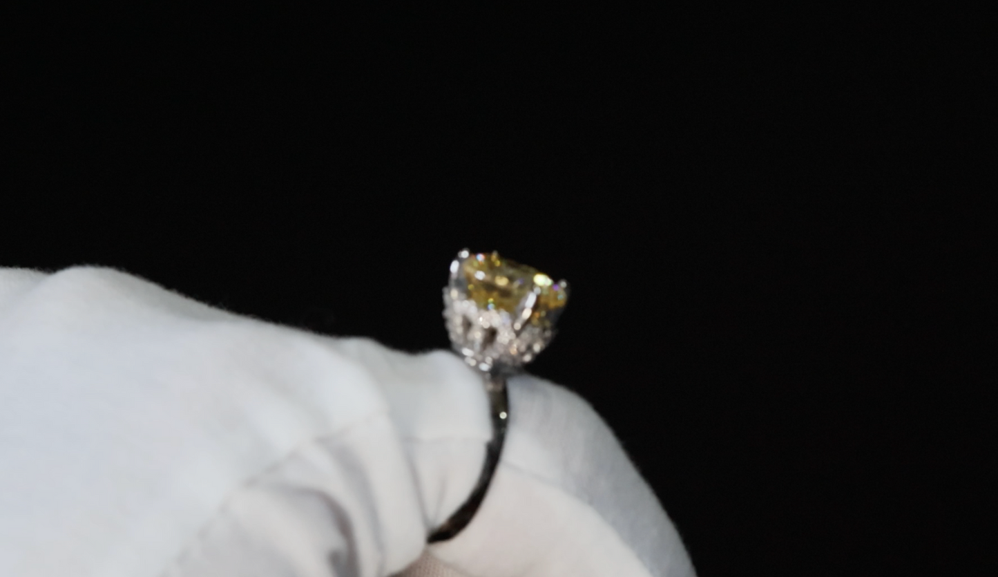 Womens Big Yellow Diamond Ring | Yellow Diamond Engagement Ring