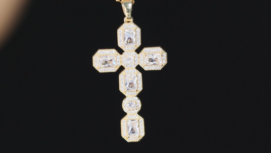 Gold Diamond Cross Pendant | Radiant Diamond Cross Pendant