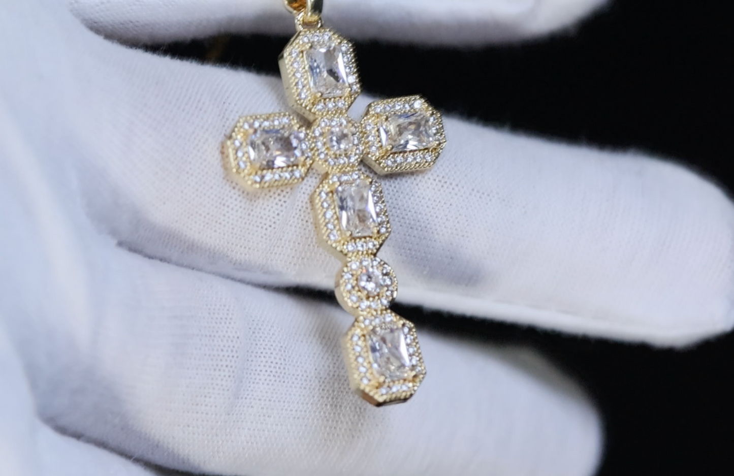 Gold Diamond Cross Pendant | Radiant Diamond Cross Pendant