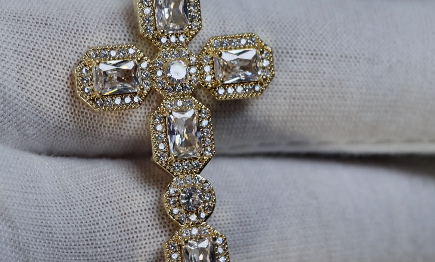 Gold Diamond Cross Pendant | Radiant Diamond Cross Pendant