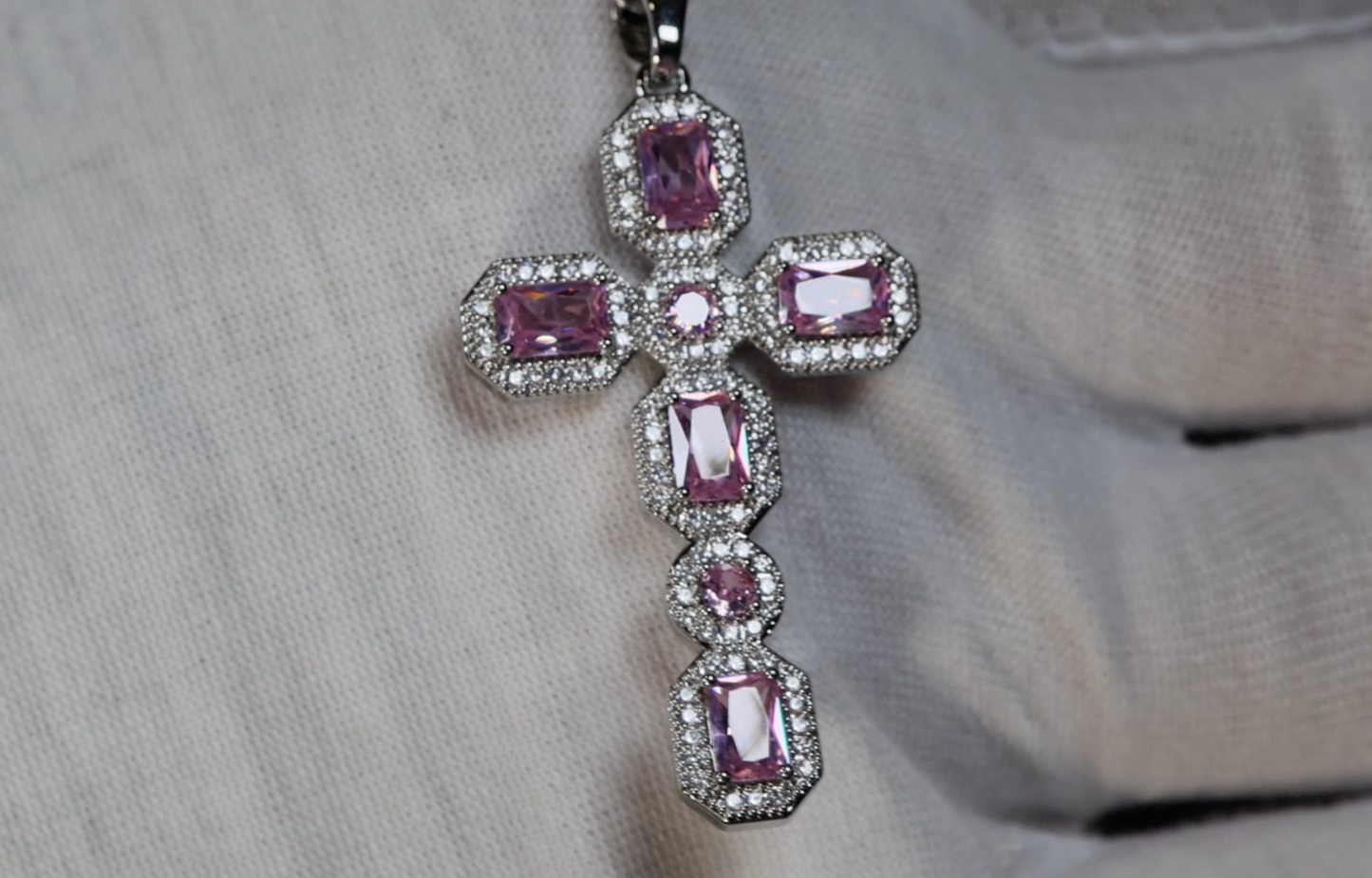 Pink Diamond Cross Pendant | Big Pink Diamond Cross Pendant