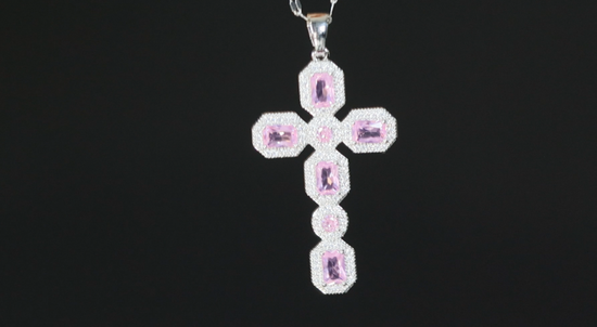 Pink Diamond Cross Pendant | Big Pink Diamond Cross Pendant