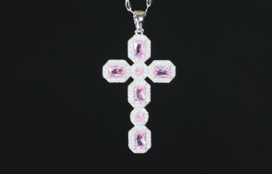 Pink Diamond Cross Pendant | Big Pink Diamond Cross Pendant