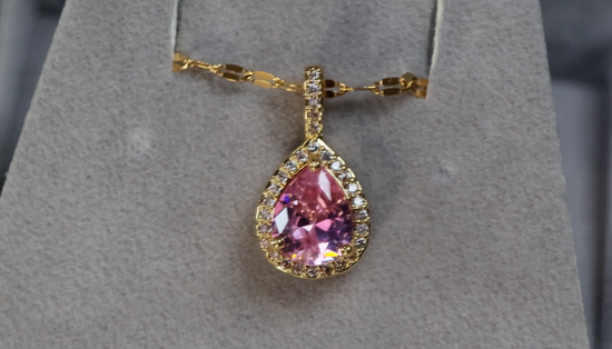 Pink Diamond Pendant | Pink Pear Cut Diamond Pendant