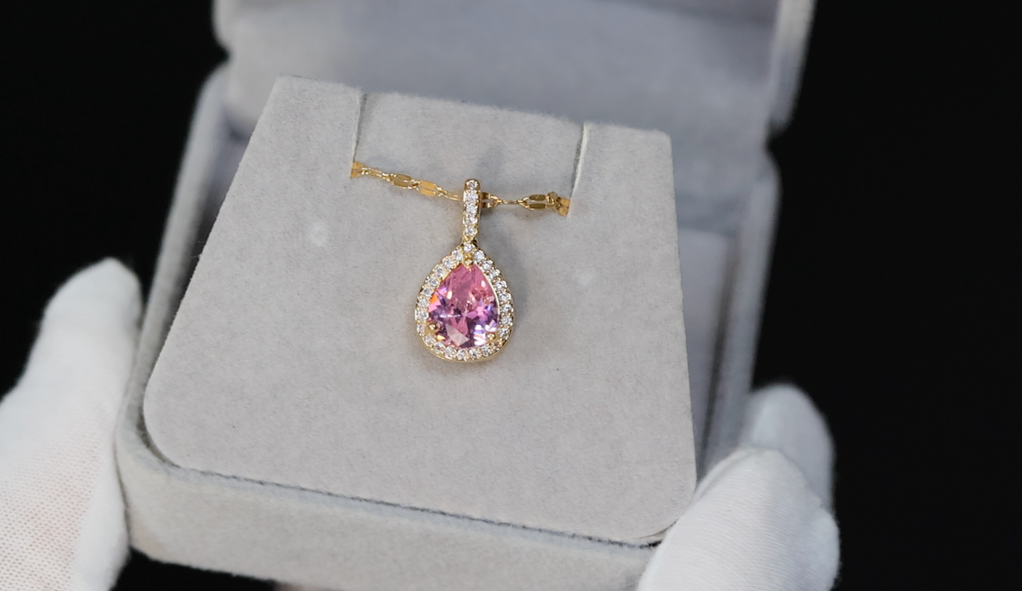 Pink Diamond Pendant | Pink Pear Cut Diamond Pendant