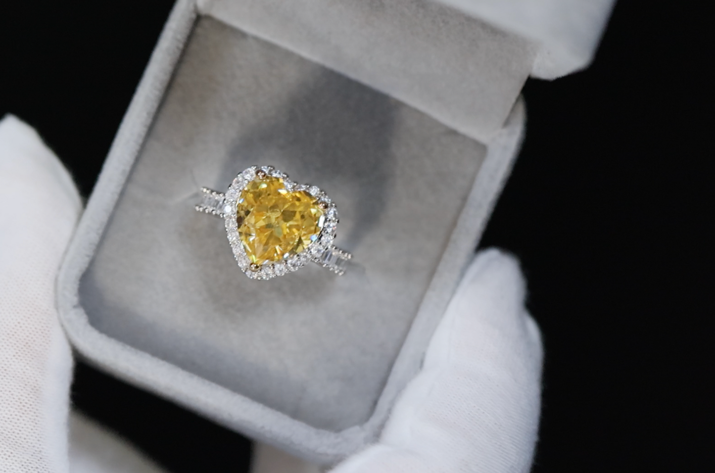 Yellow Diamond Heart Ring | Womens Yellow Diamond Ring