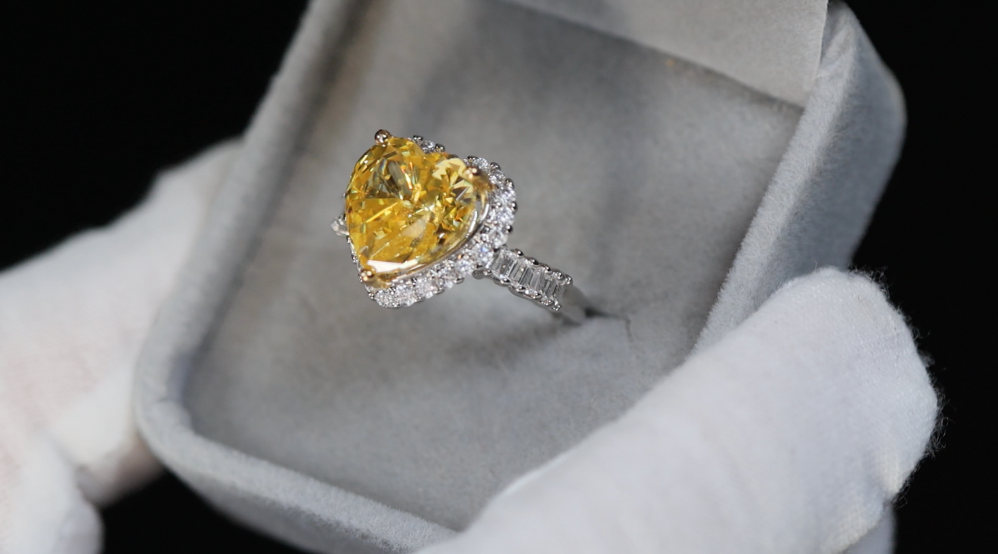 Yellow Diamond Heart Ring | Womens Yellow Diamond Ring