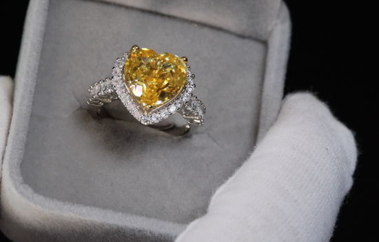 Yellow Diamond Heart Ring | Womens Yellow Diamond Ring