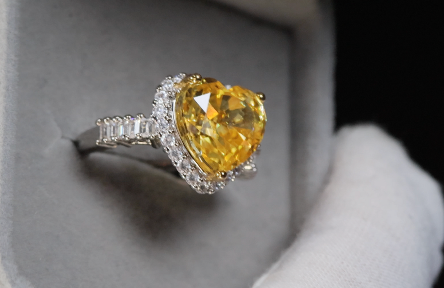 Yellow Diamond Heart Ring | Womens Yellow Diamond Ring