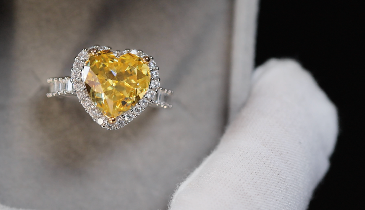 Yellow Diamond Heart Ring | Womens Yellow Diamond Ring