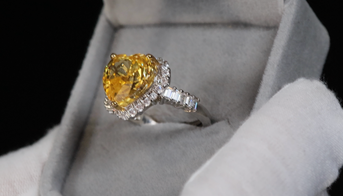 Yellow Diamond Heart Ring | Womens Yellow Diamond Ring