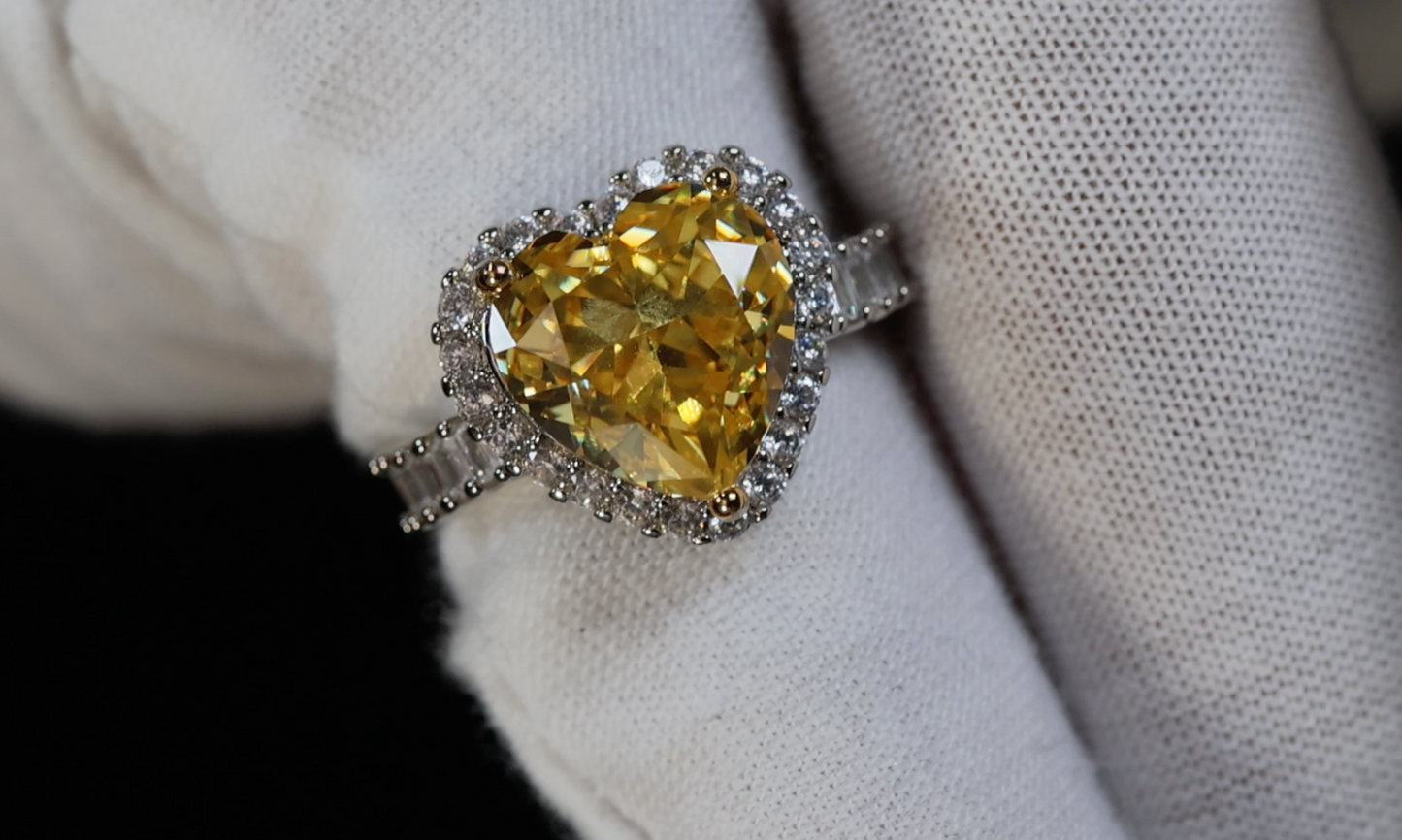 Yellow Diamond Heart Ring | Womens Yellow Diamond Ring