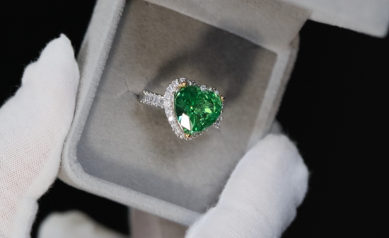 Green Diamond Heart Ring | Diamond Heart Ring | Green Diamond Ring