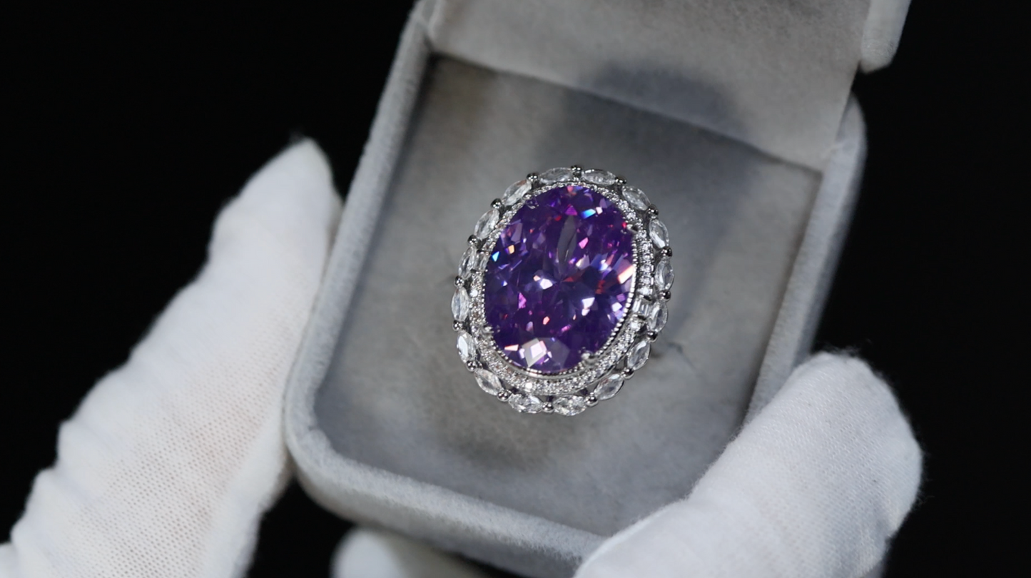 Purple Diamond Ring | Big Purple Diamond Ring | Purple Oval Diamond Ring