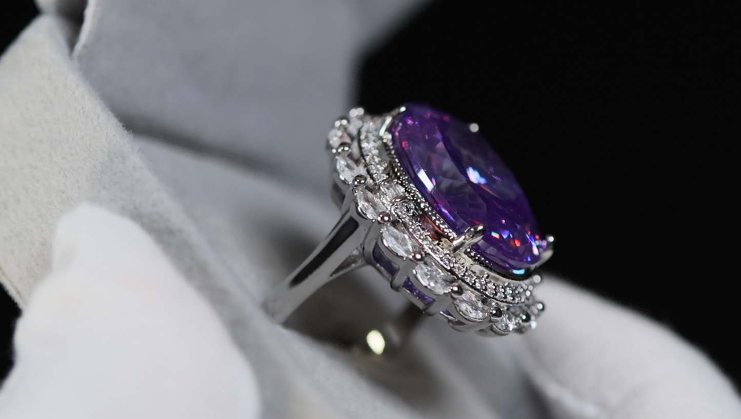 Purple Diamond Ring | Big Purple Diamond Ring | Purple Oval Diamond Ring