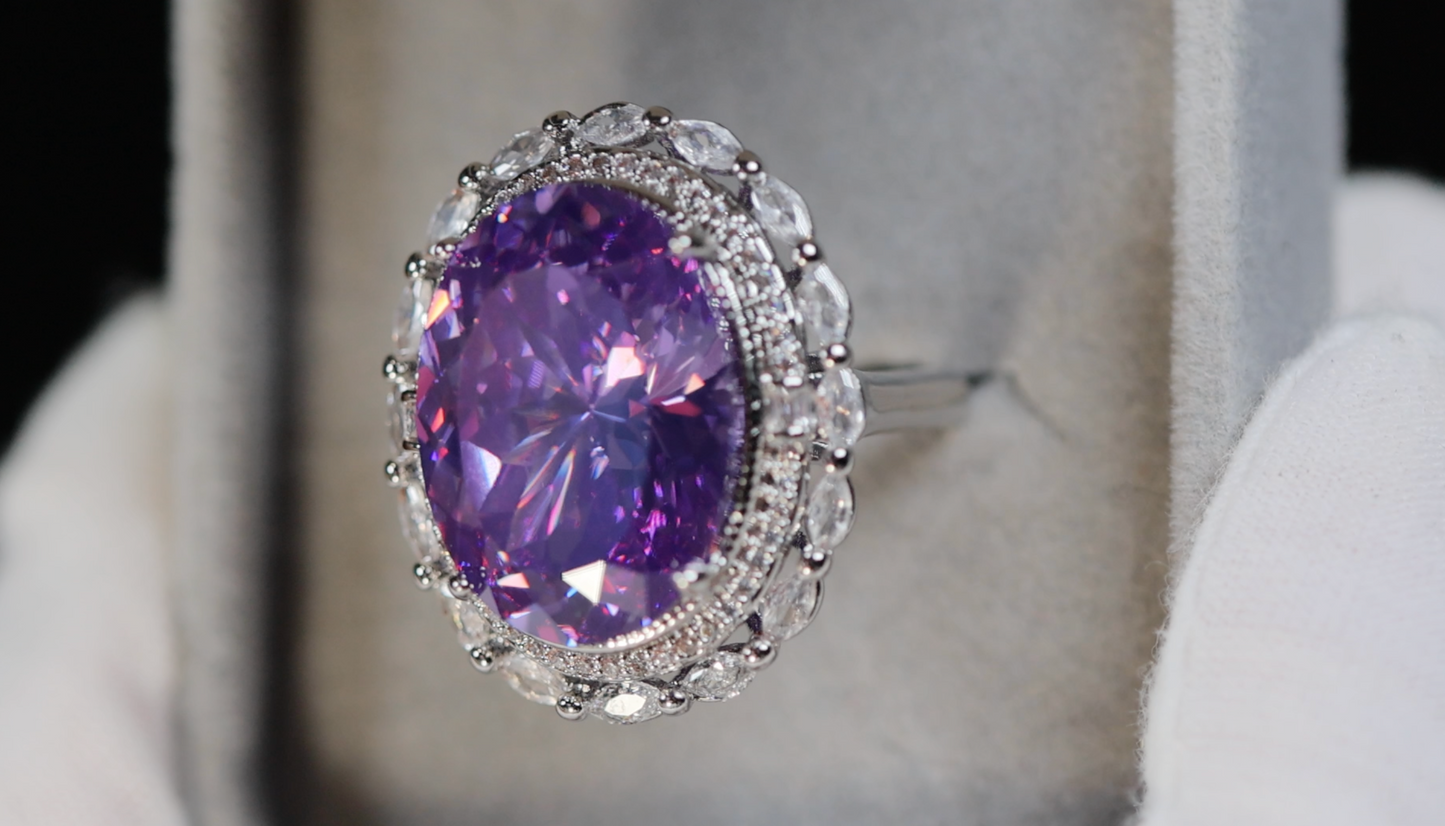 Purple Diamond Ring | Big Purple Diamond Ring | Purple Oval Diamond Ring