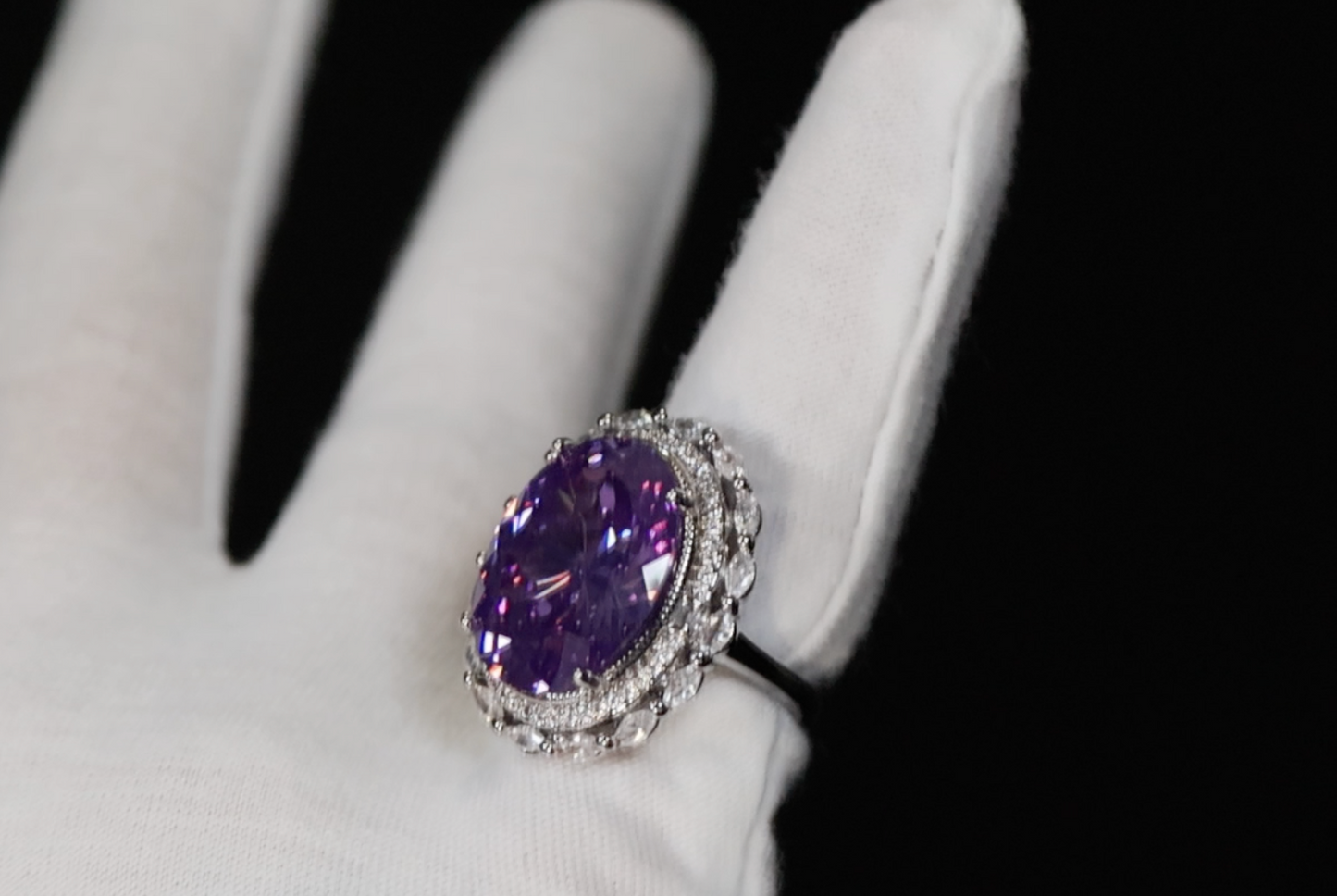 Purple Diamond Ring | Big Purple Diamond Ring | Purple Oval Diamond Ring