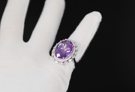 Purple Diamond Ring | Big Purple Diamond Ring | Purple Oval Diamond Ring