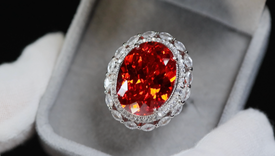 Womens Big Red Diamond Ring | Womens Red Oval Diamond Ring