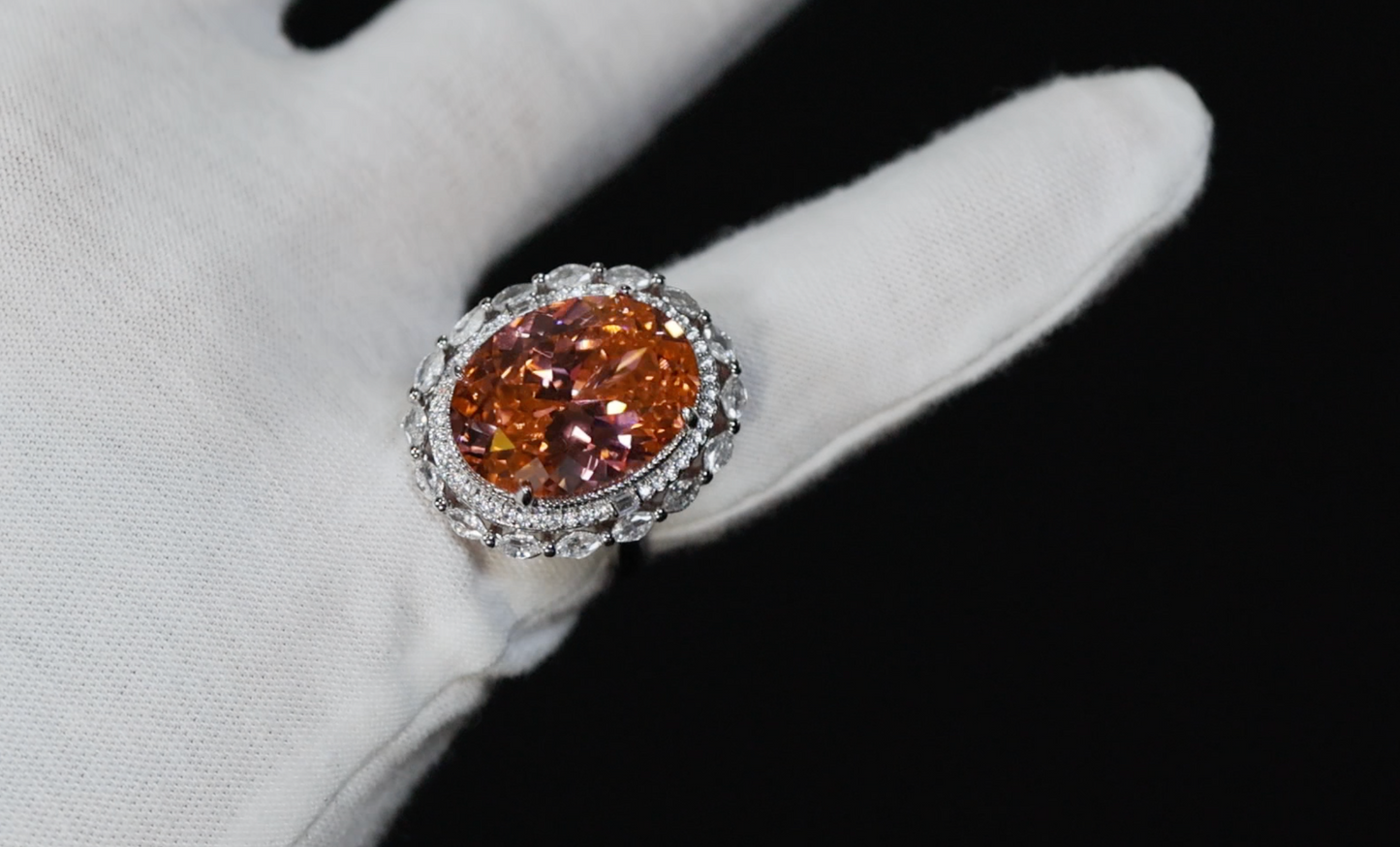 Champagne Diamond Ring | Pink Champagne Diamond Ring | Peach Diamond Ring