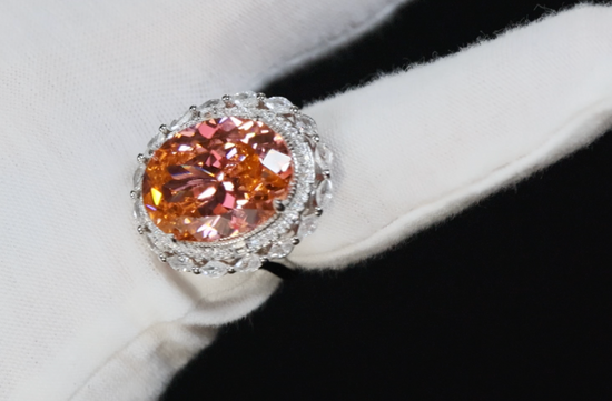 Champagne Diamond Ring | Pink Champagne Diamond Ring | Peach Diamond Ring