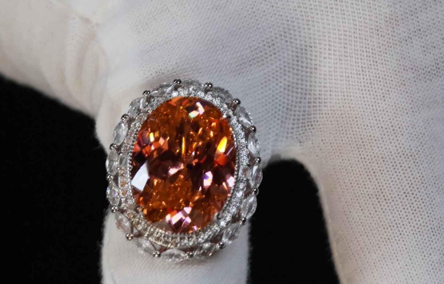 Champagne Diamond Ring | Pink Champagne Diamond Ring | Peach Diamond Ring