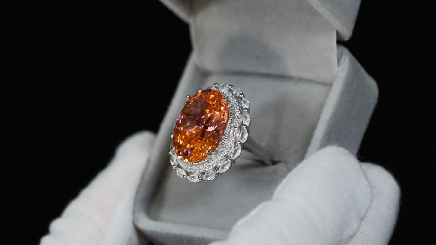 Champagne Diamond Ring | Pink Champagne Diamond Ring | Peach Diamond Ring