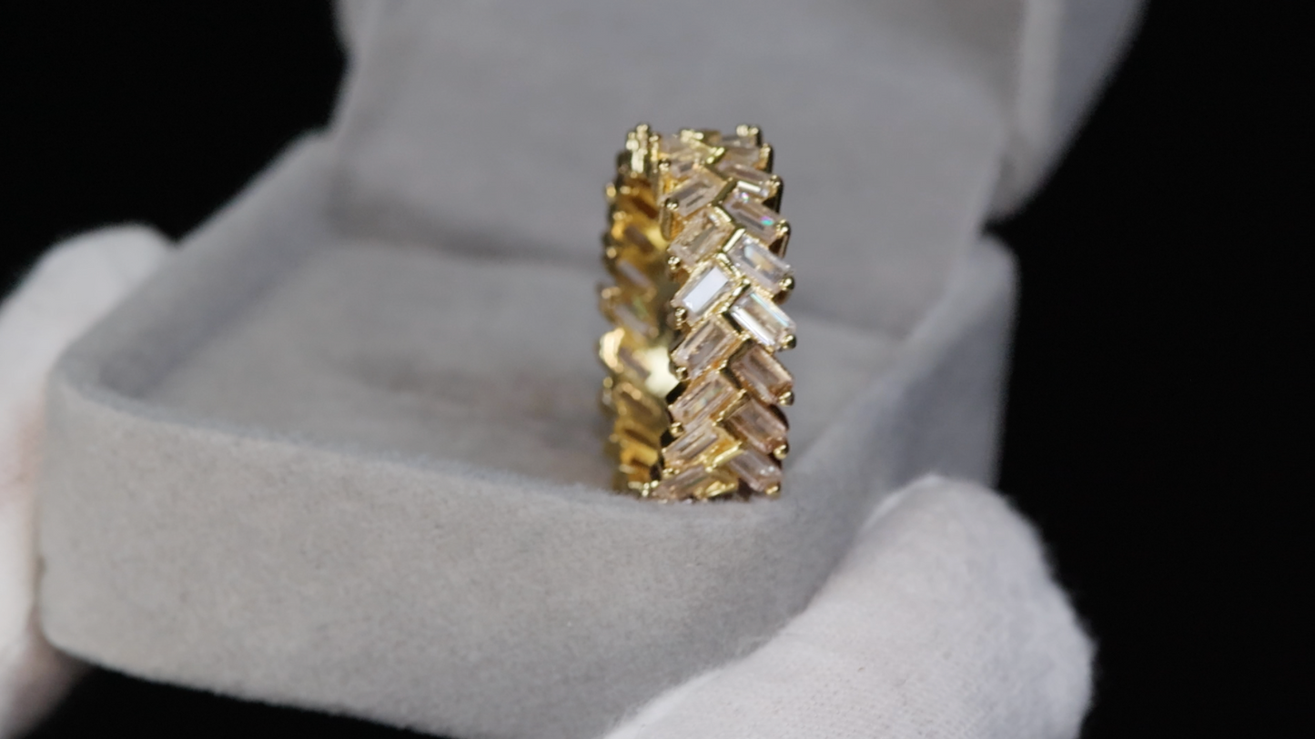 Mens Gold Eternity Ring | Womens Gold Eternity Ring | Gold Baguette Diamond Ring