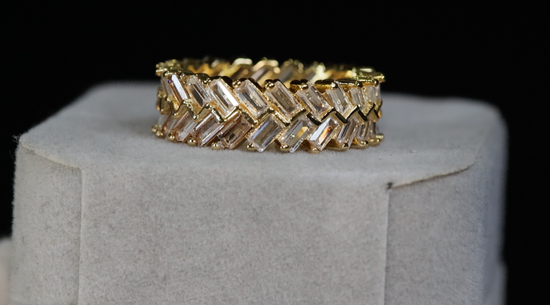 Mens Gold Eternity Ring | Womens Gold Eternity Ring | Gold Baguette Diamond Ring