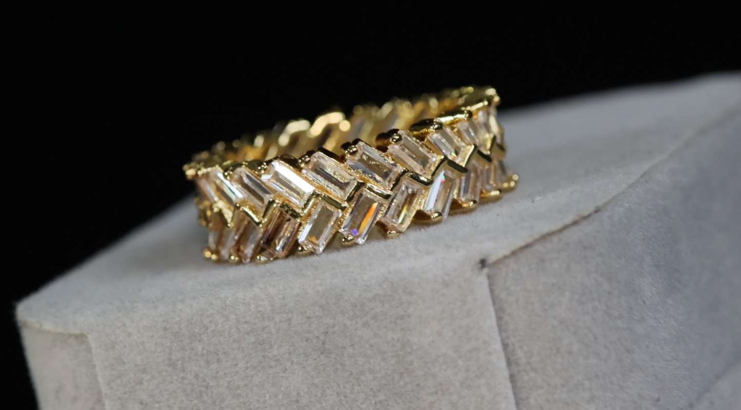 Mens Gold Eternity Ring | Womens Gold Eternity Ring | Gold Baguette Diamond Ring