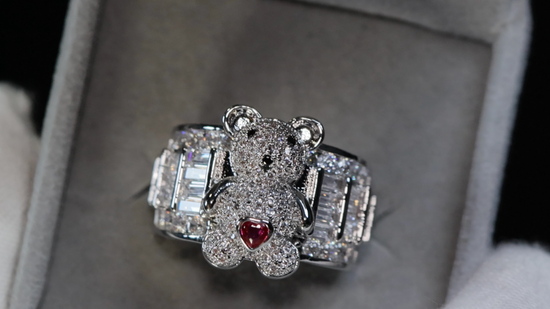 Diamond Teddy Bear Ring | Teddy Bear Ring | Baguette Teddy Bear Ring