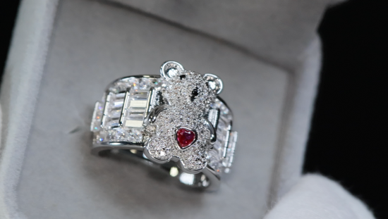 Diamond Teddy Bear Ring | Teddy Bear Ring | Baguette Teddy Bear Ring