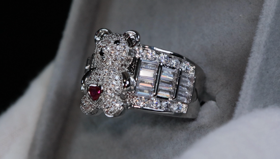 Diamond Teddy Bear Ring | Teddy Bear Ring | Baguette Teddy Bear Ring