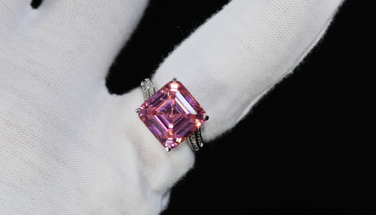 Pink Asscher Cut Diamond Ring | Pink Asscher Diamond Ring